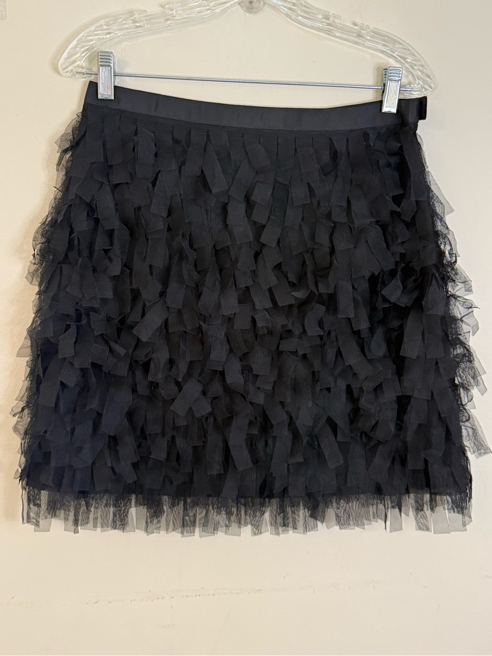 Loft black feathery mesh mini skirt side zipper SZ 2 - Picture 2 of 11